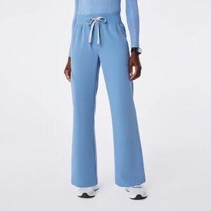 High Waisted Isabel Wide Leg Scrub Pants - Ceil Blue